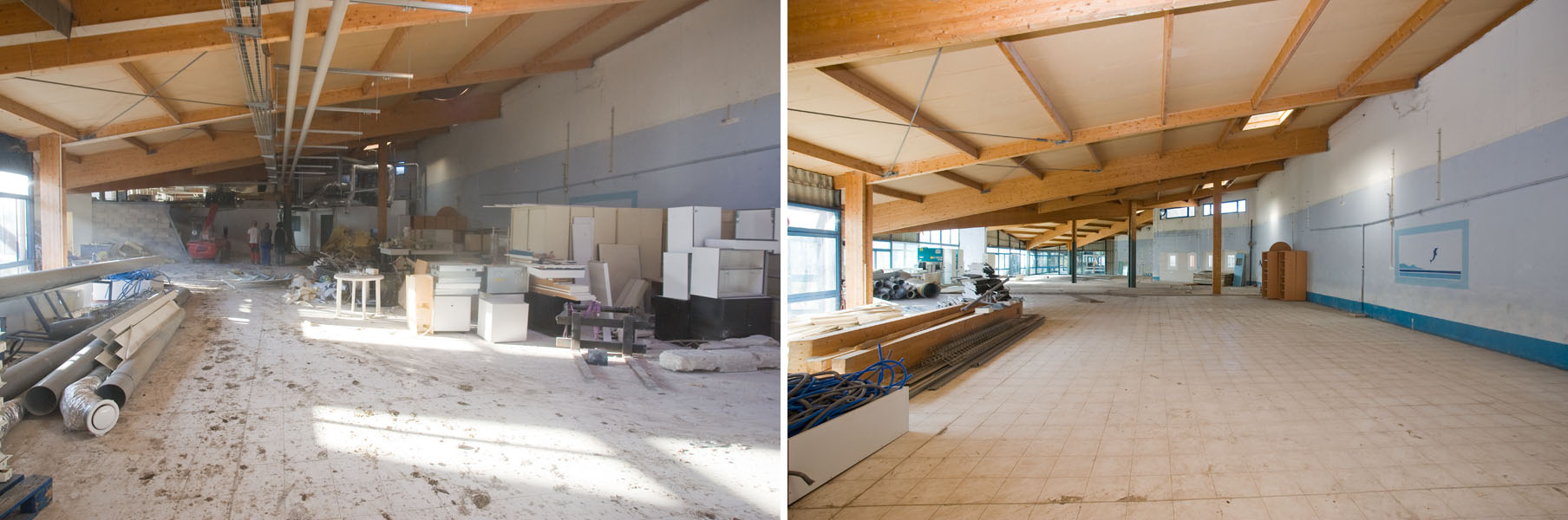 l'intérieur du laboratoire URRMA à Aubagne avant et après curage complet